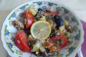 Salata de post, din cartofi si macrou afumat