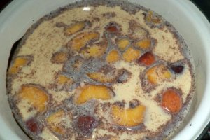 Desert crema de zahar ars cu piersici si kiwi