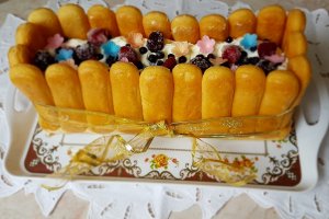 Desert cu piscoturi si fructe de padure
