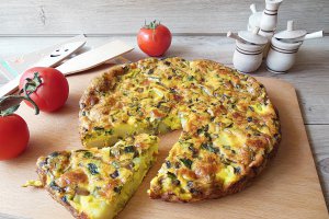 Aperitiv omleta cu cartofi si ciuperci la cuptor