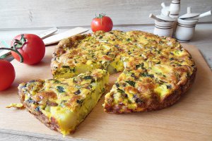 Aperitiv omleta cu cartofi si ciuperci la cuptor