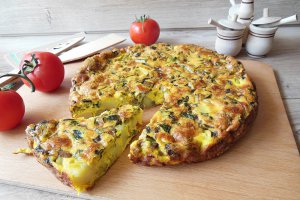 Aperitiv omleta cu cartofi si ciuperci la cuptor