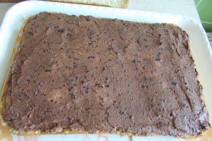 Desert prajitura cu blat de albusuri si crema de cacao si visine