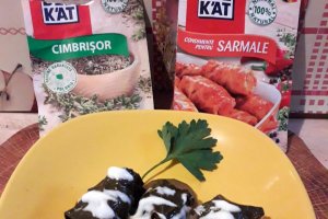 Sarmalute in foi de vita de vie pe pat de dovlecei, asezonate cu condimente Delikat cu ingrediente 100% naturale