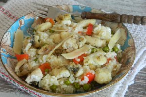 Risotto cu mazare, ardei gras si somn