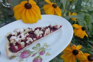 Desert tarta frageda cu prune si rodie