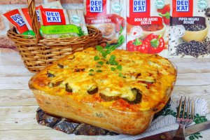 Musaca din piure de cartofi cu carne tocata de pui