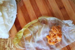 Sarmale in foi de varza alba umplute cu carne de pui si dovleac placintar