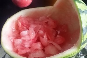 Salata de fructe in suport de pepene verde