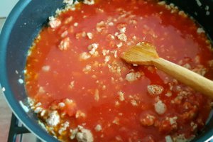 Paste cu carne de porc in sos de rosii aromat
