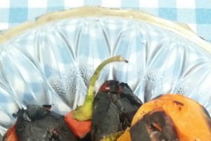 Piept de curcan cu cascaval, ardei copt si garnitura de orez