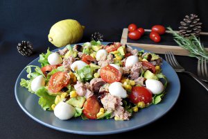 Salata cu ton, avocado si mozzarella