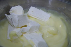Desert prajitura cu crema de vanilie si blat cu cacao