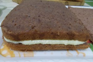 Desert prajitura cu crema de vanilie si blat cu cacao