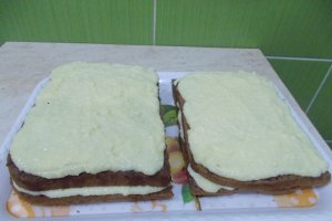 Desert prajitura cu crema de vanilie si blat cu cacao