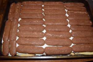 Prajitura Fantezie cu foi fragede si piscoturi cu cacao