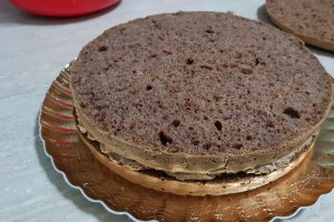 Tort cu crema de ciocolata si crema de lapte cu visine