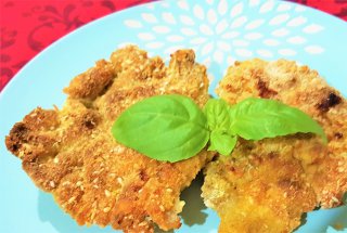 Snitel de curcan cu pesto si mustar