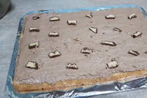 Desert tort cu crema de ciocolata si crema de zmeura