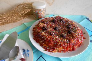 Desert budinca de gris cu visine si jeleu