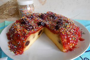 Desert budinca de gris cu visine si jeleu