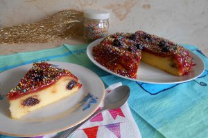 Desert budinca de gris cu visine si jeleu