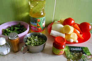 Supa de legume, cu crutoane