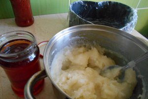 Desert budinca de gris, cu gem de gutui și jeleu de portocale