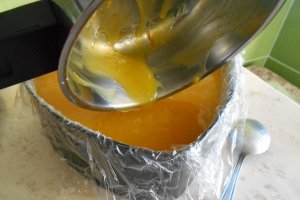Desert budinca de gris, cu gem de gutui și jeleu de portocale