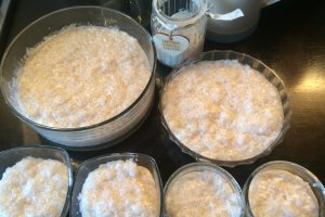 Desert budinca din perle de tapioca cu dulceata de capsuni