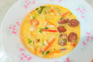 Supa cu chorizo, ciuperci si zucchini