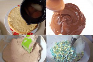 Desert tort cu hortensii si trandafiri de ceai