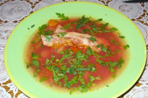 Ciorbita de legume cu scarita afumata