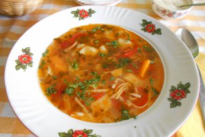 Bors taranesc, cu legume si taitei
