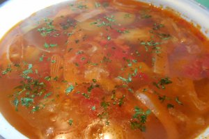 Ciorba de praz, cu legume si paste
