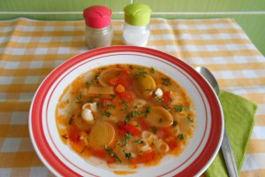 Ciorba de praz, cu legume si paste