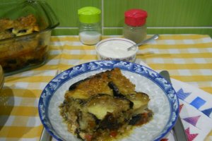 Musaca de vinete, cu carne de porc