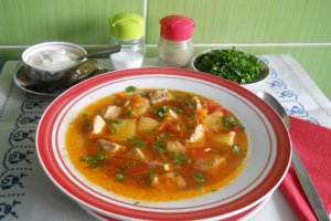 Ciorba taraneasca, cu carne de porc