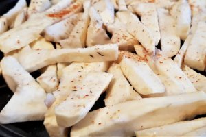 Cartof dulce la cuptor cu branza sarata