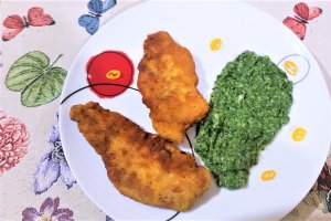Snitel de pui si spanac cu pesto