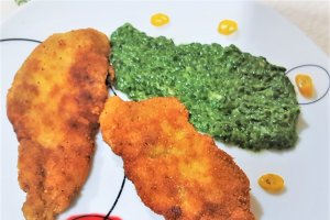 Snitel de pui si spanac cu pesto