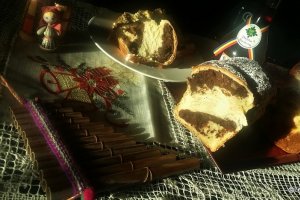 Desert cozonac traditional cu nuca si stafide