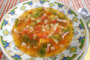 Supa de legume, cu sunca taraneasca afumata
