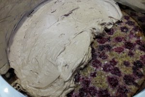 Desert tort cu mure, nuci si crema de ciocolata