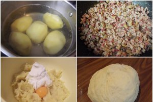 Aperitiv tarta cu aluat de cartofi si carne tocata
