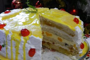 Desert tort cu ananas, nuca de cocos si mandarine