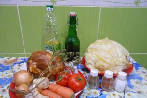 Rasol afumat cu varza si cimbru, la cuptor