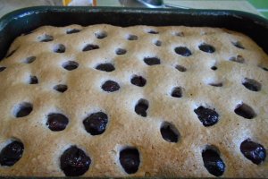 Desert prajitura cu visine si blat cu nuca