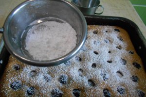Desert prajitura cu visine si blat cu nuca