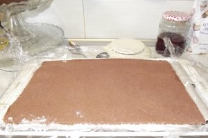 Desert prajitura cu visine si foi pandispan cu cacao